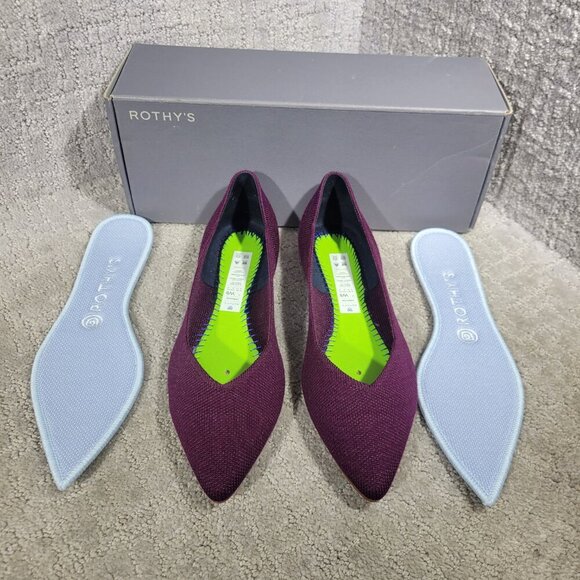 Rothy's The Merino Aubergine Purple Pointed Flat Shoes Women's Multiple Sizes - Picture 10 of 12